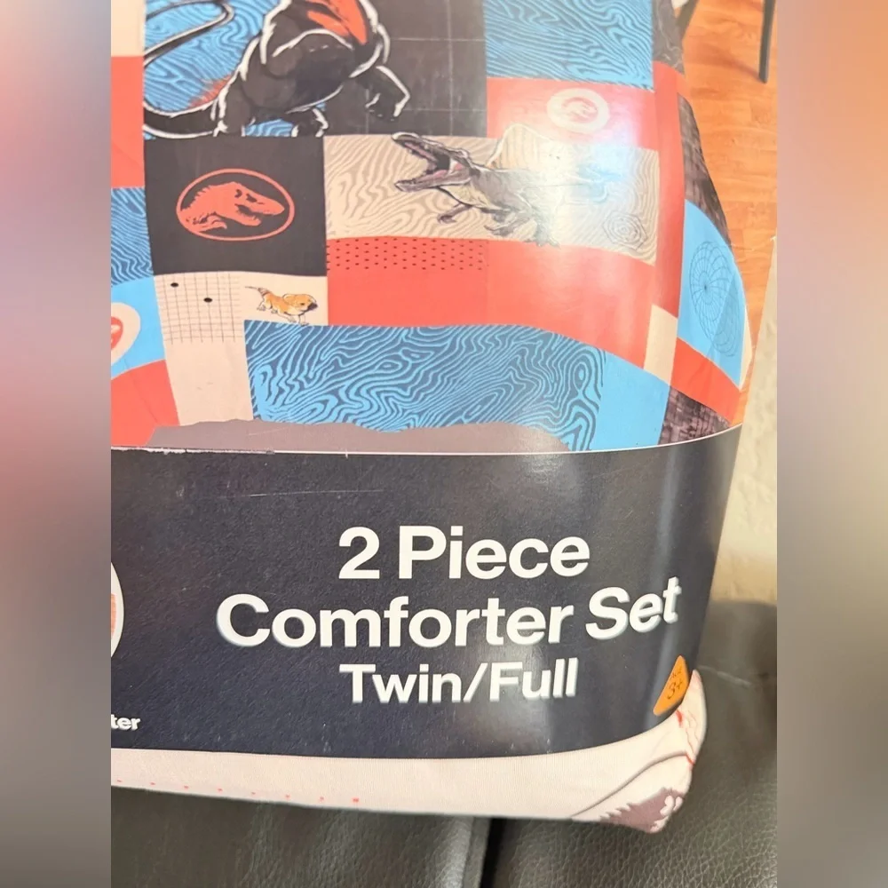 Jurassic World Kids 2 Piece Blue Orange Reversible Dinosaur Comforter